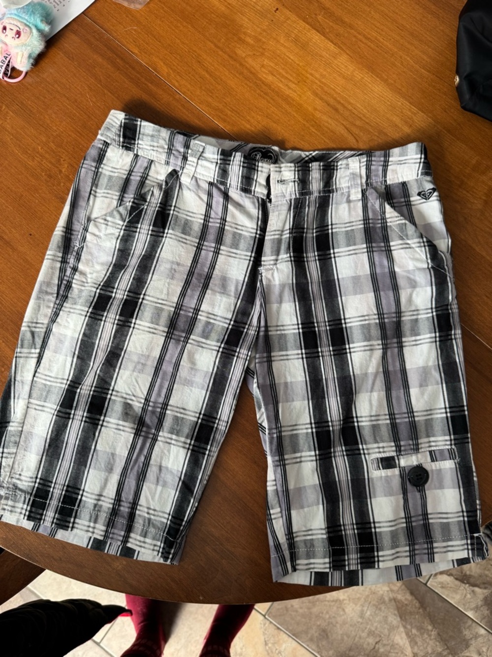 Roxy Black and White Plaid Shorts Y2K
